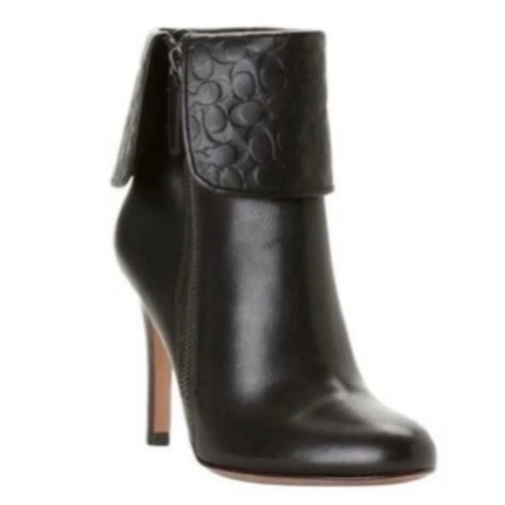 COACH SIGNATURE SHOES BOOTS MACKENNA BLACK LEATHER SIZE 5 B
